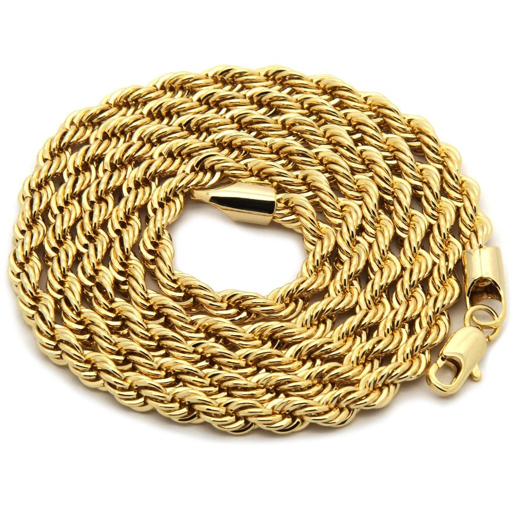 14k Gold Peso 24" Rope Chain + Pendant - Picture 5 of 5